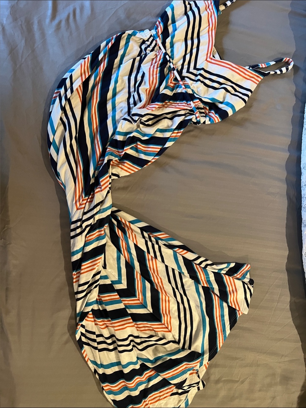 Old Navy Striped Long Maxi Dress in White, Teal, Navy & Orange